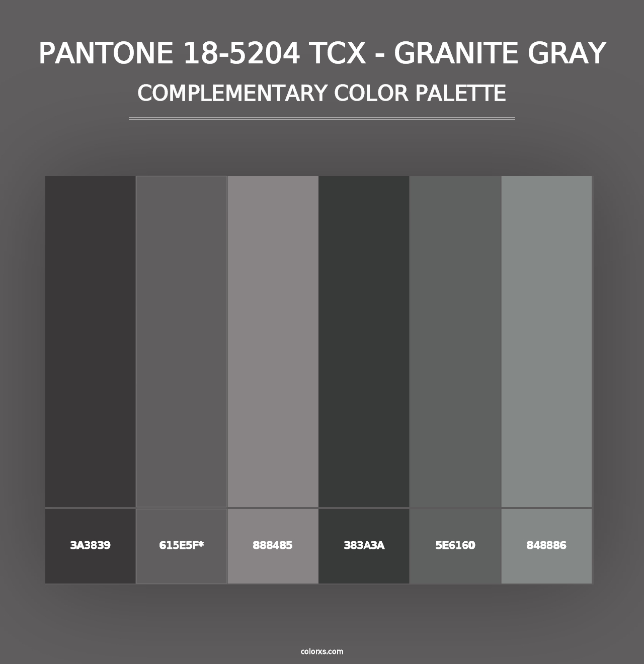 PANTONE 18-5204 TCX - Granite Gray - Complementary Color Palette