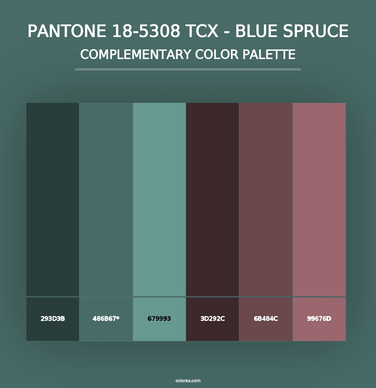 PANTONE 18-5308 TCX - Blue Spruce - Complementary Color Palette