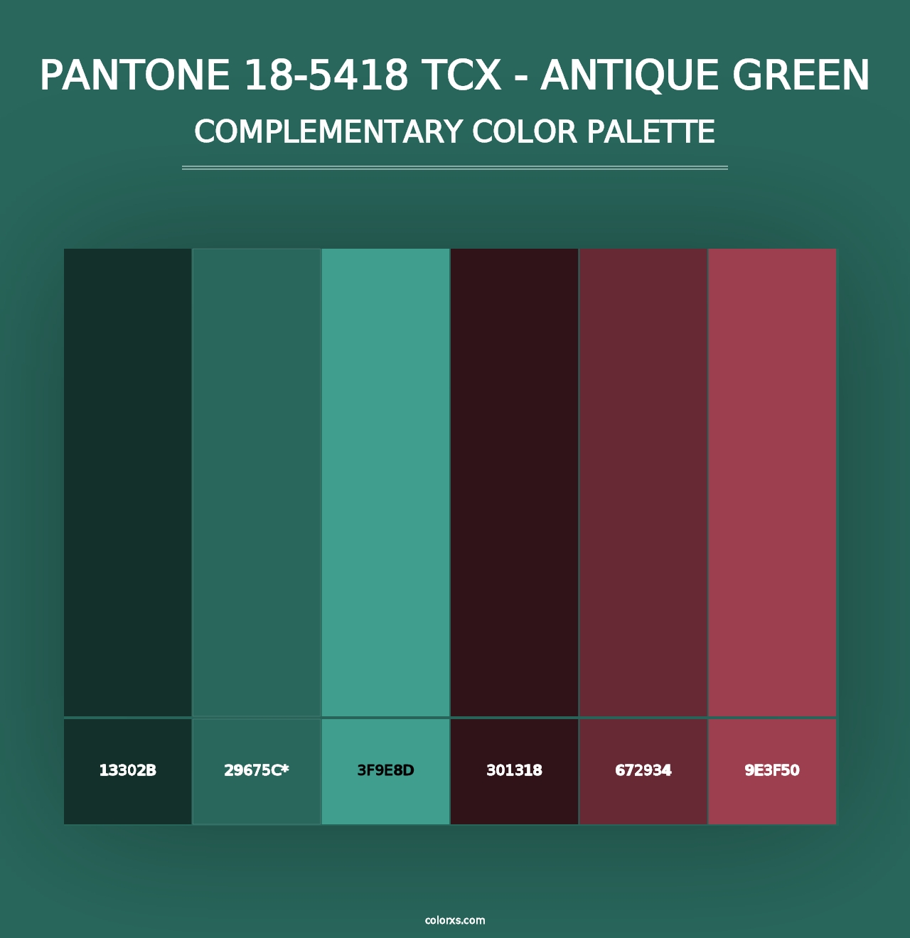 PANTONE 18-5418 TCX - Antique Green - Complementary Color Palette