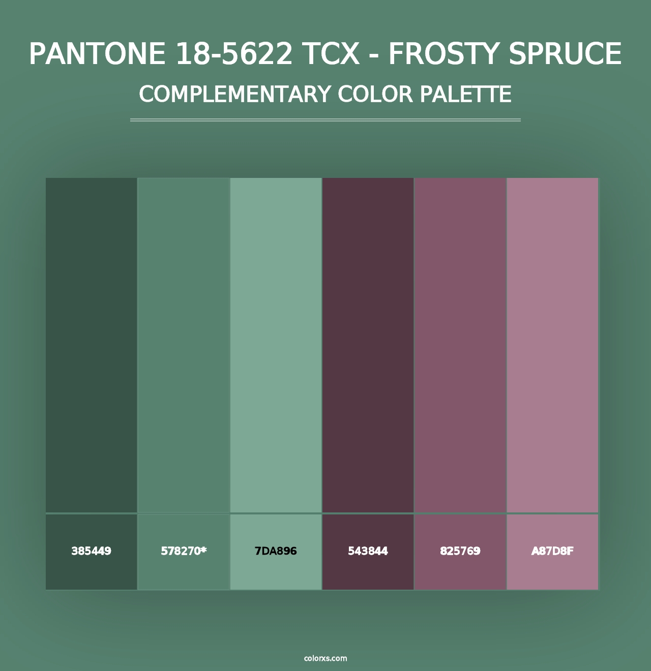 PANTONE 18-5622 TCX - Frosty Spruce - Complementary Color Palette