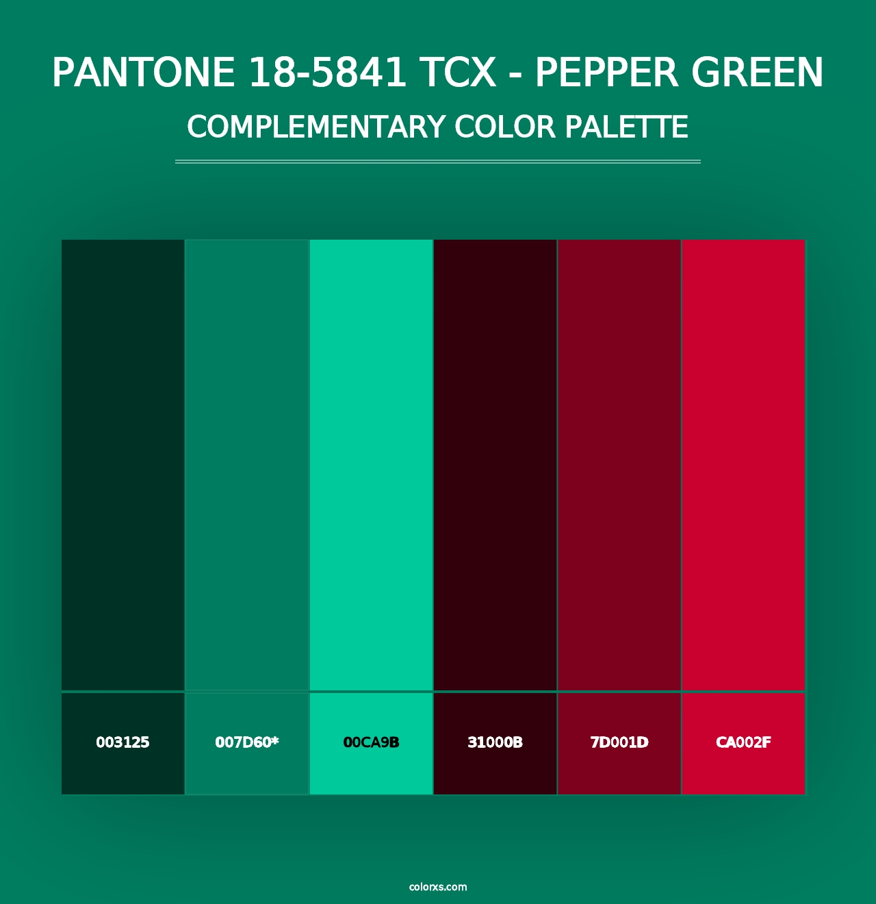 PANTONE 18-5841 TCX - Pepper Green - Complementary Color Palette