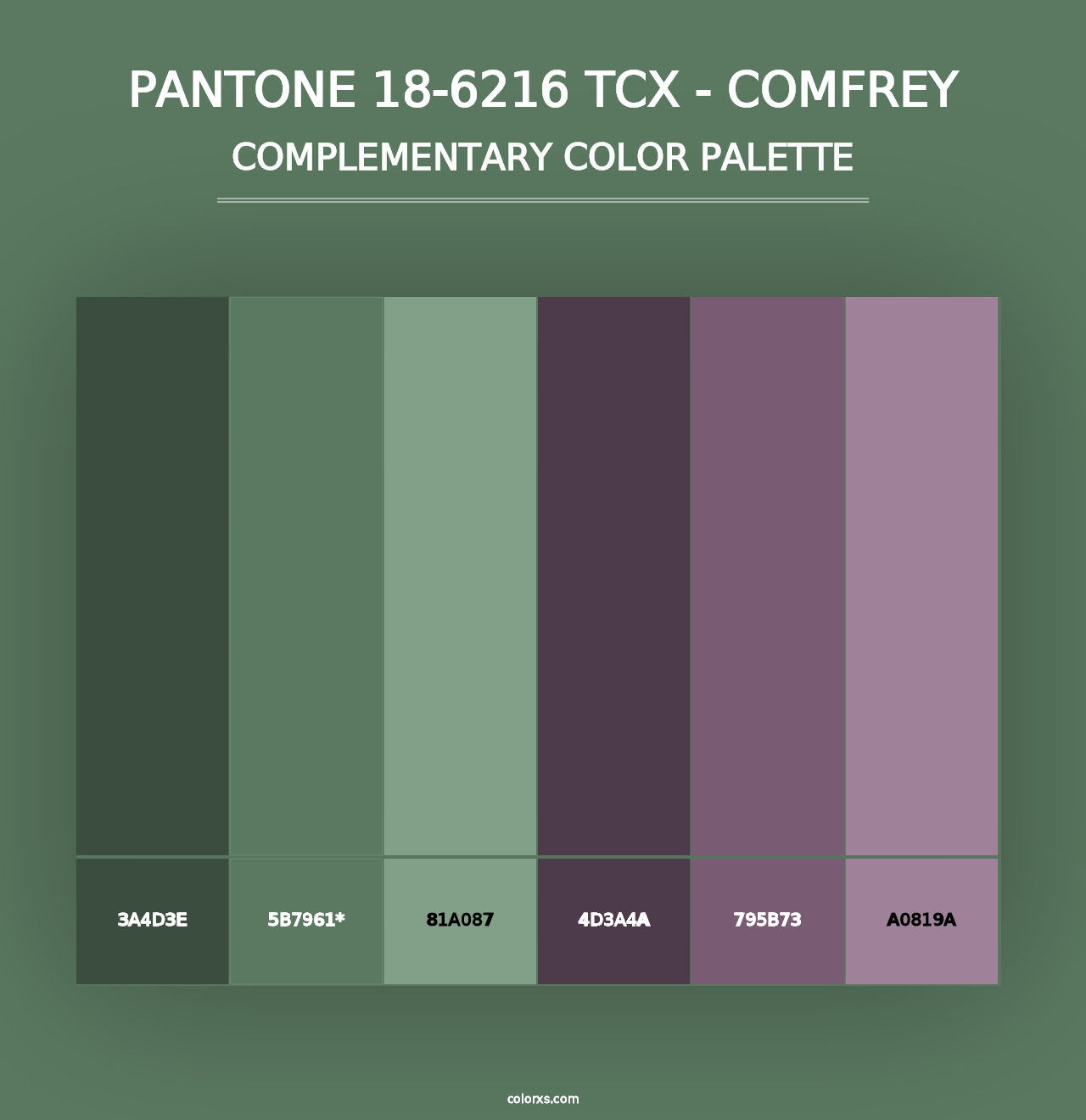 PANTONE 18-6216 TCX - Comfrey - Complementary Color Palette