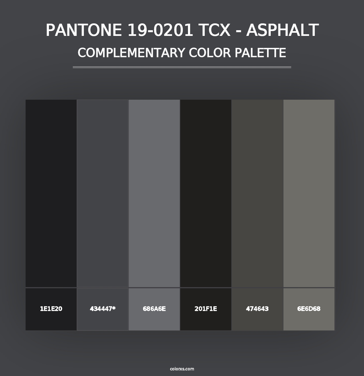 PANTONE 19-0201 TCX - Asphalt - Complementary Color Palette