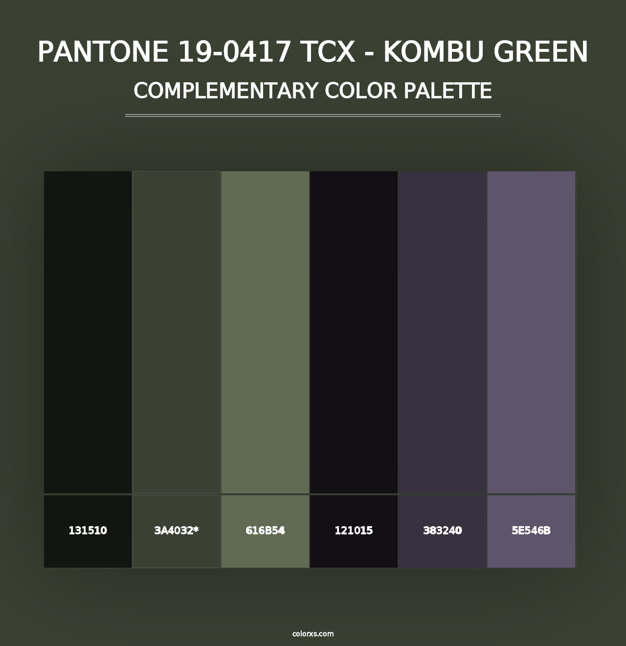 PANTONE 19-0417 TCX - Kombu Green - Complementary Color Palette