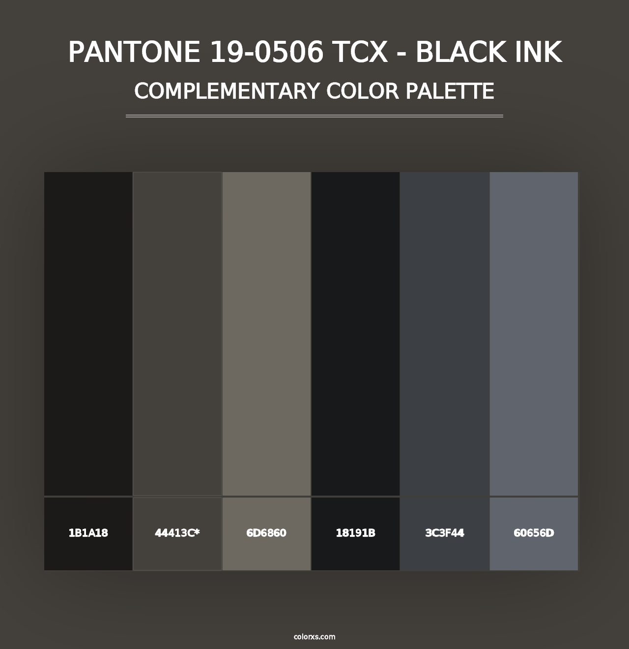 PANTONE 19-0506 TCX - Black Ink - Complementary Color Palette