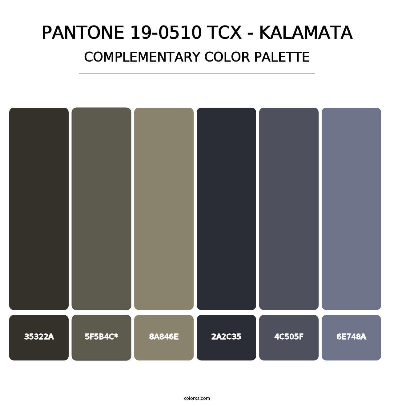 PANTONE 19-0510 TCX - Kalamata - Complementary Color Palette