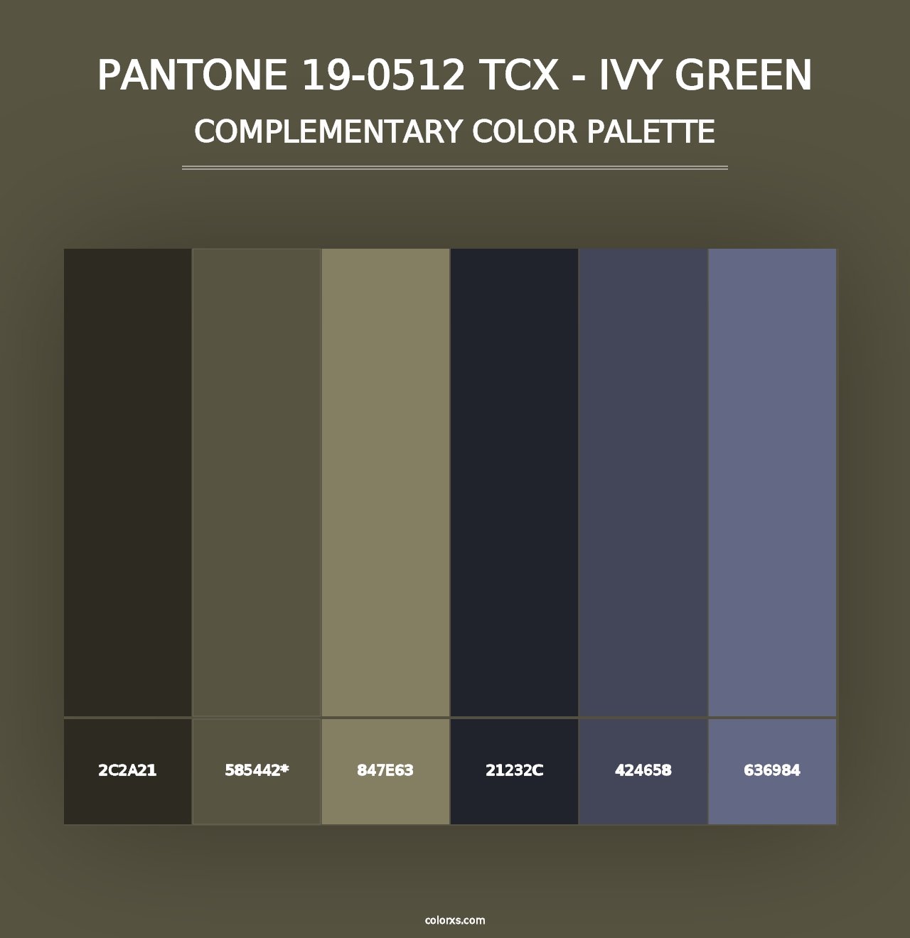 PANTONE 19-0512 TCX - Ivy Green - Complementary Color Palette