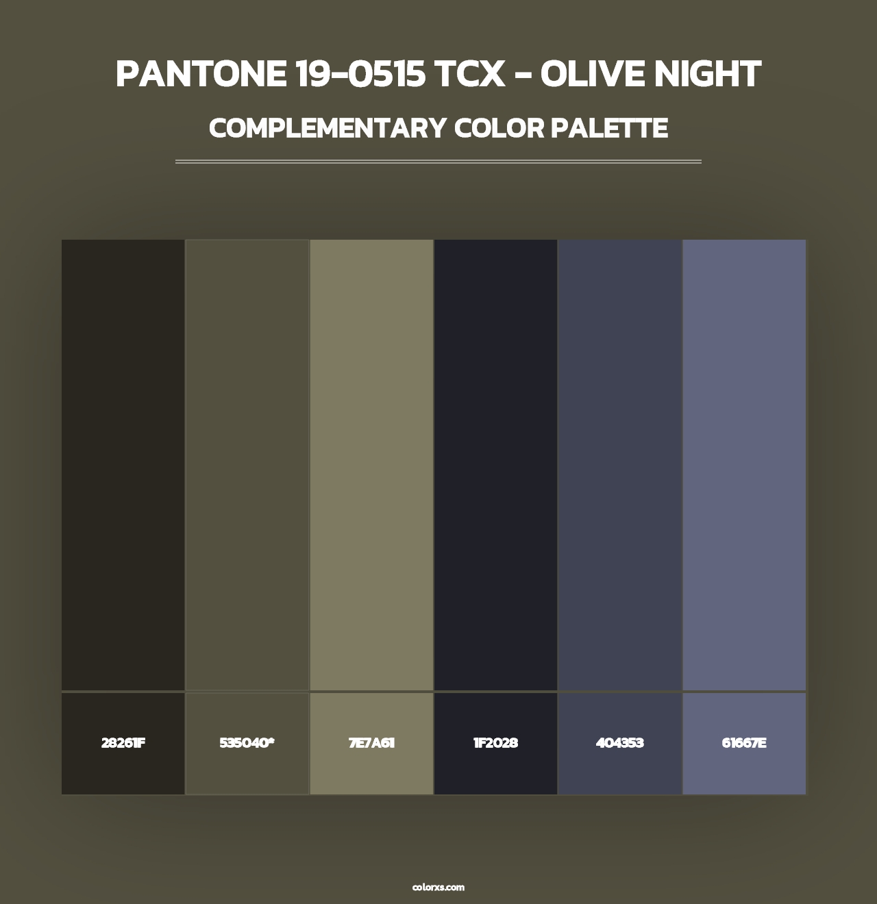 PANTONE 19-0515 TCX - Olive Night - Complementary Color Palette