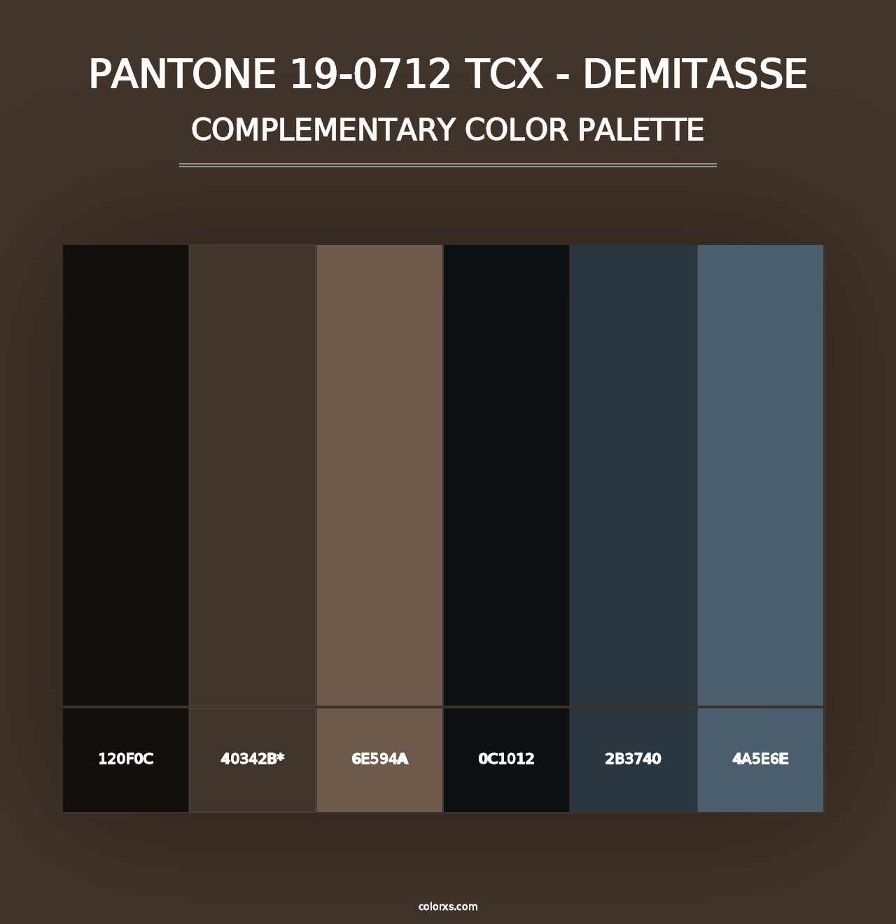 PANTONE 19-0712 TCX - Demitasse - Complementary Color Palette