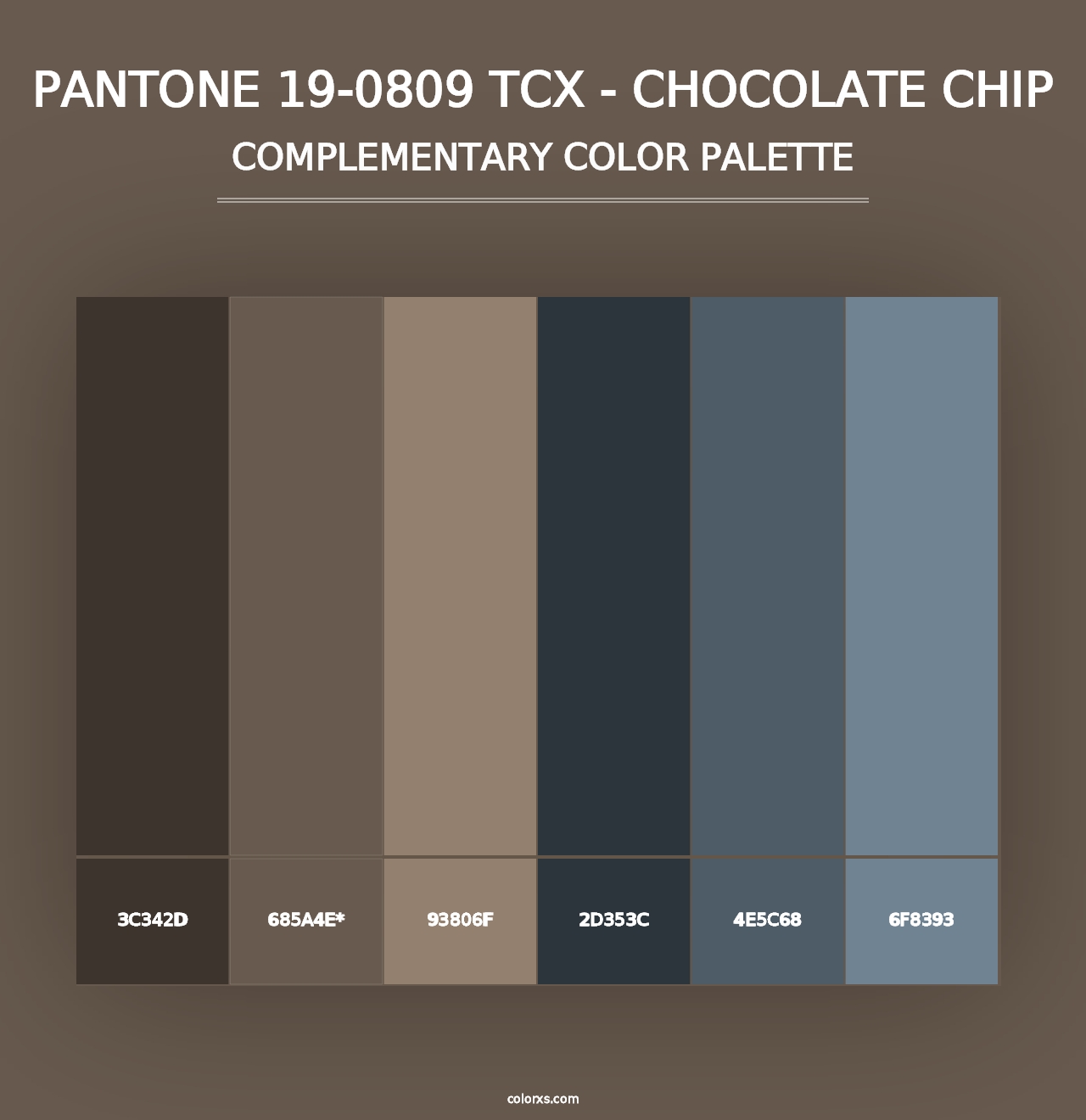 PANTONE 19-0809 TCX - Chocolate Chip - Complementary Color Palette