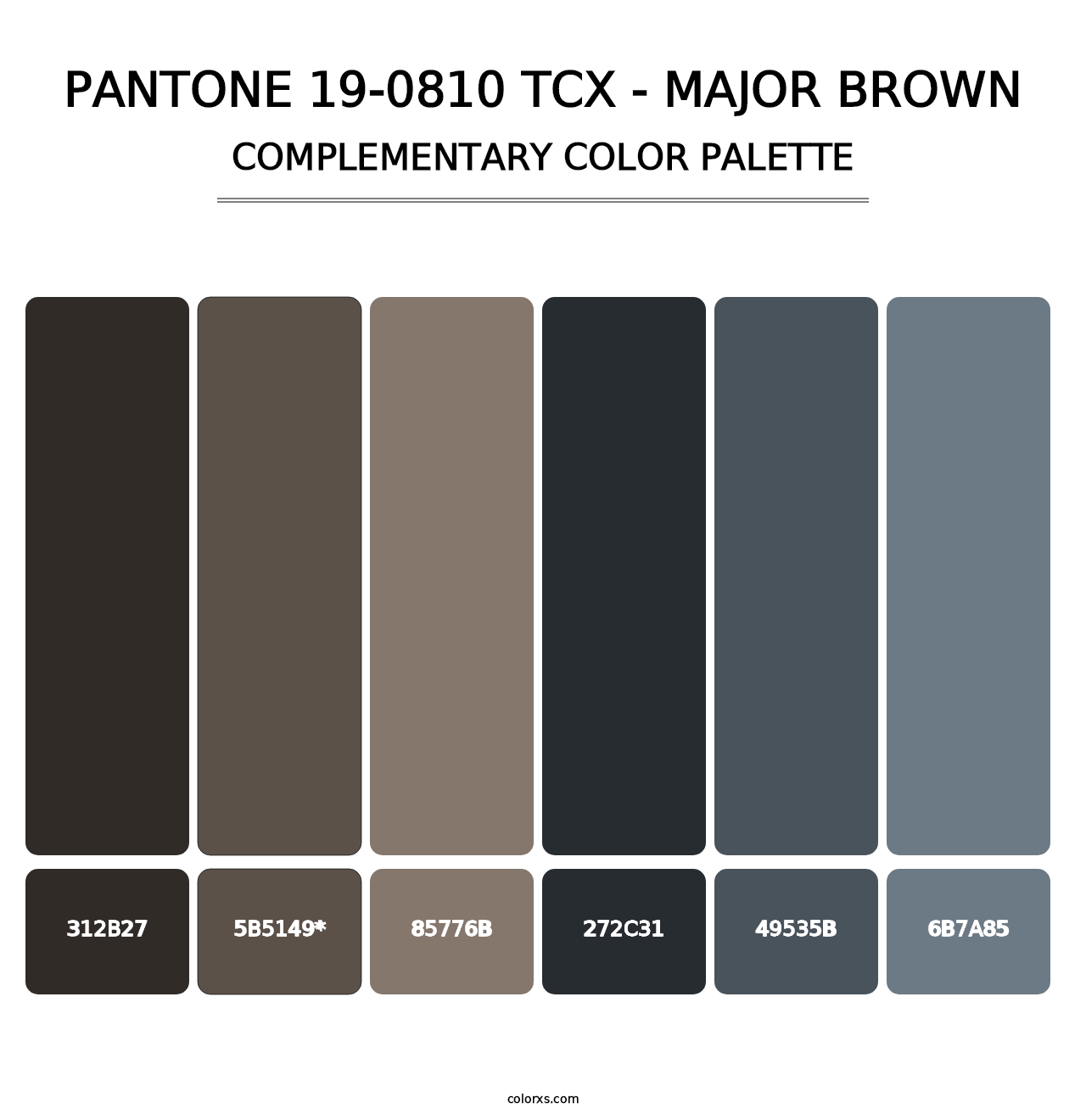 PANTONE 19-0810 TCX - Major Brown - Complementary Color Palette