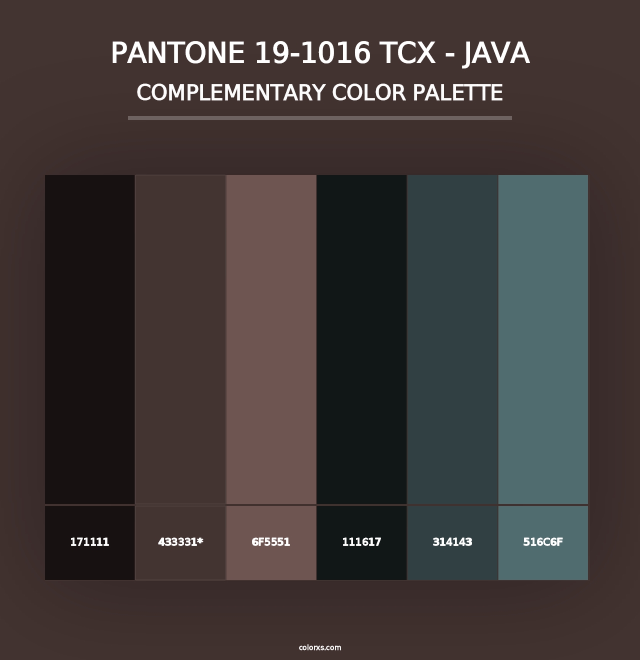 PANTONE 19-1016 TCX - Java - Complementary Color Palette