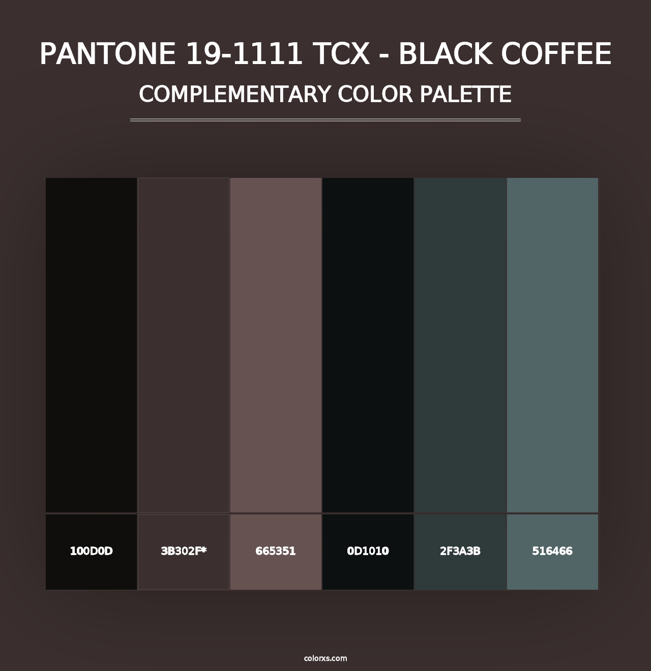 PANTONE 19-1111 TCX - Black Coffee - Complementary Color Palette