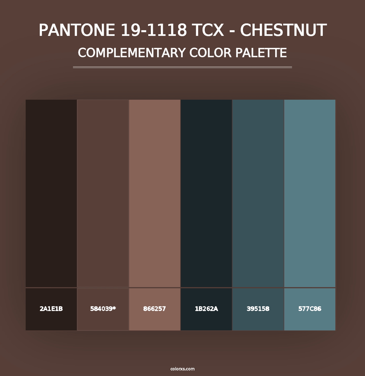 PANTONE 19-1118 TCX - Chestnut - Complementary Color Palette