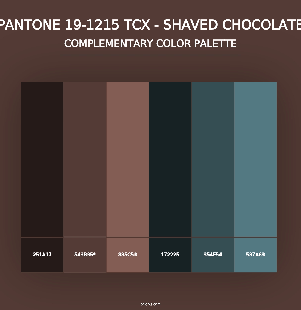 PANTONE 19-1215 TCX - Shaved Chocolate - Complementary Color Palette