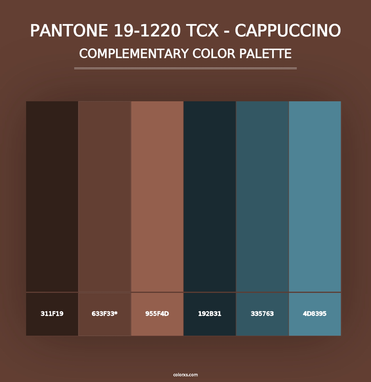 PANTONE 19-1220 TCX - Cappuccino - Complementary Color Palette