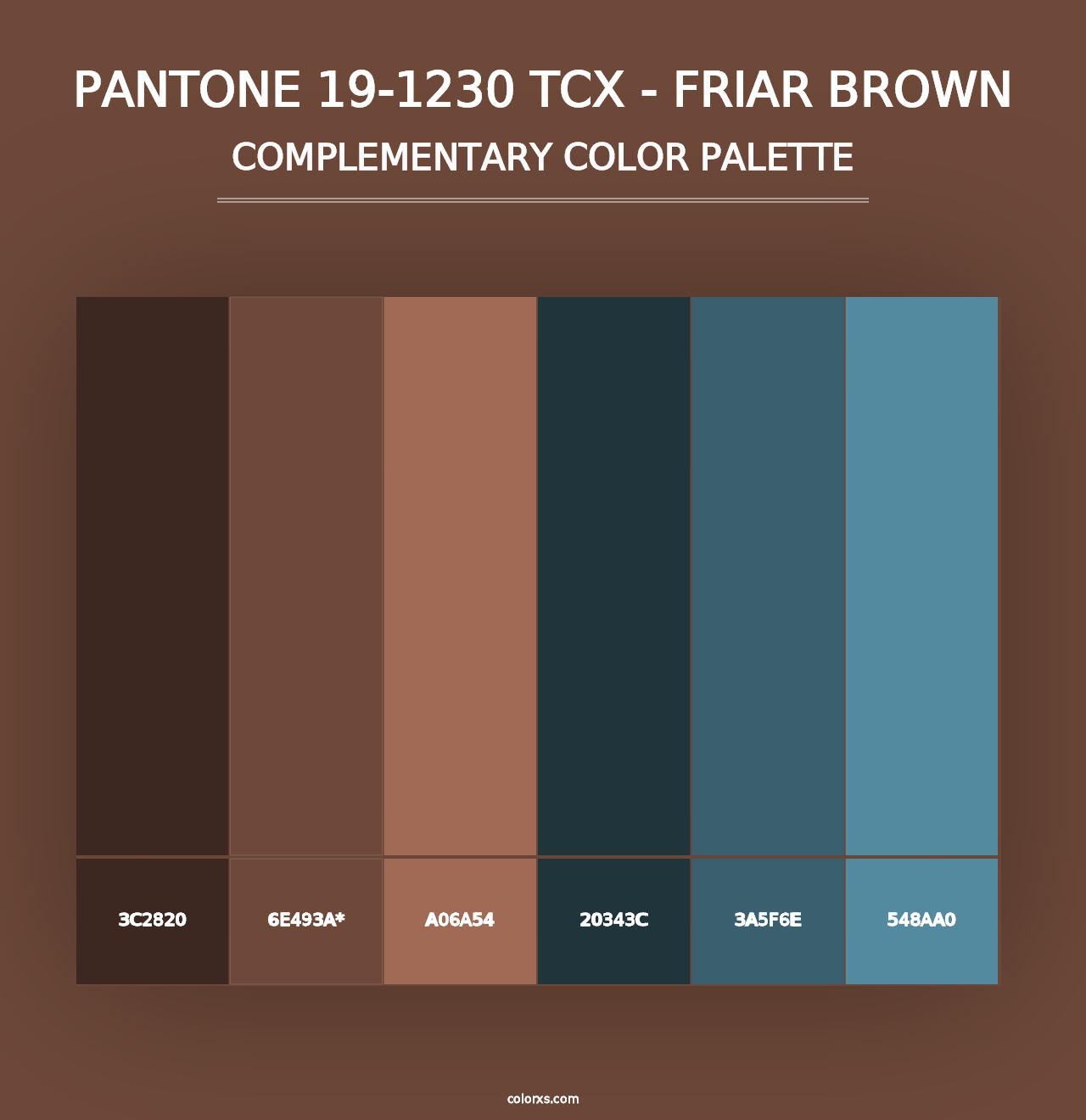 PANTONE 19-1230 TCX - Friar Brown - Complementary Color Palette