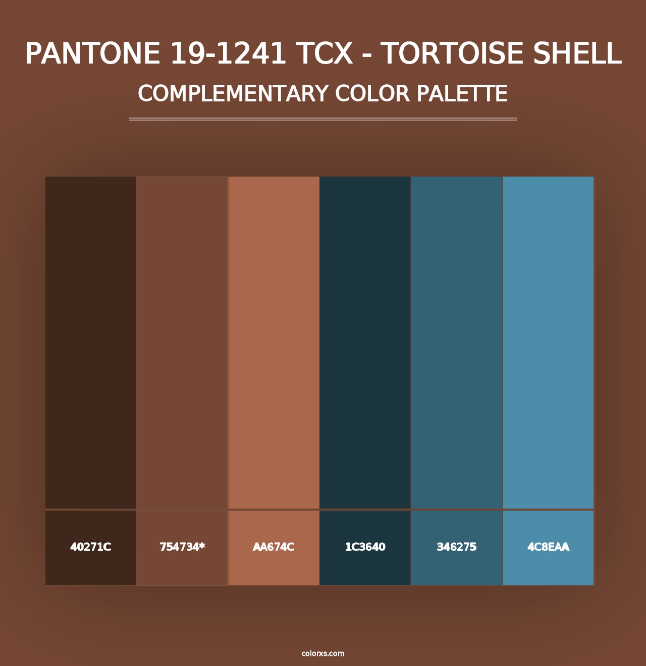 PANTONE 19-1241 TCX - Tortoise Shell - Complementary Color Palette