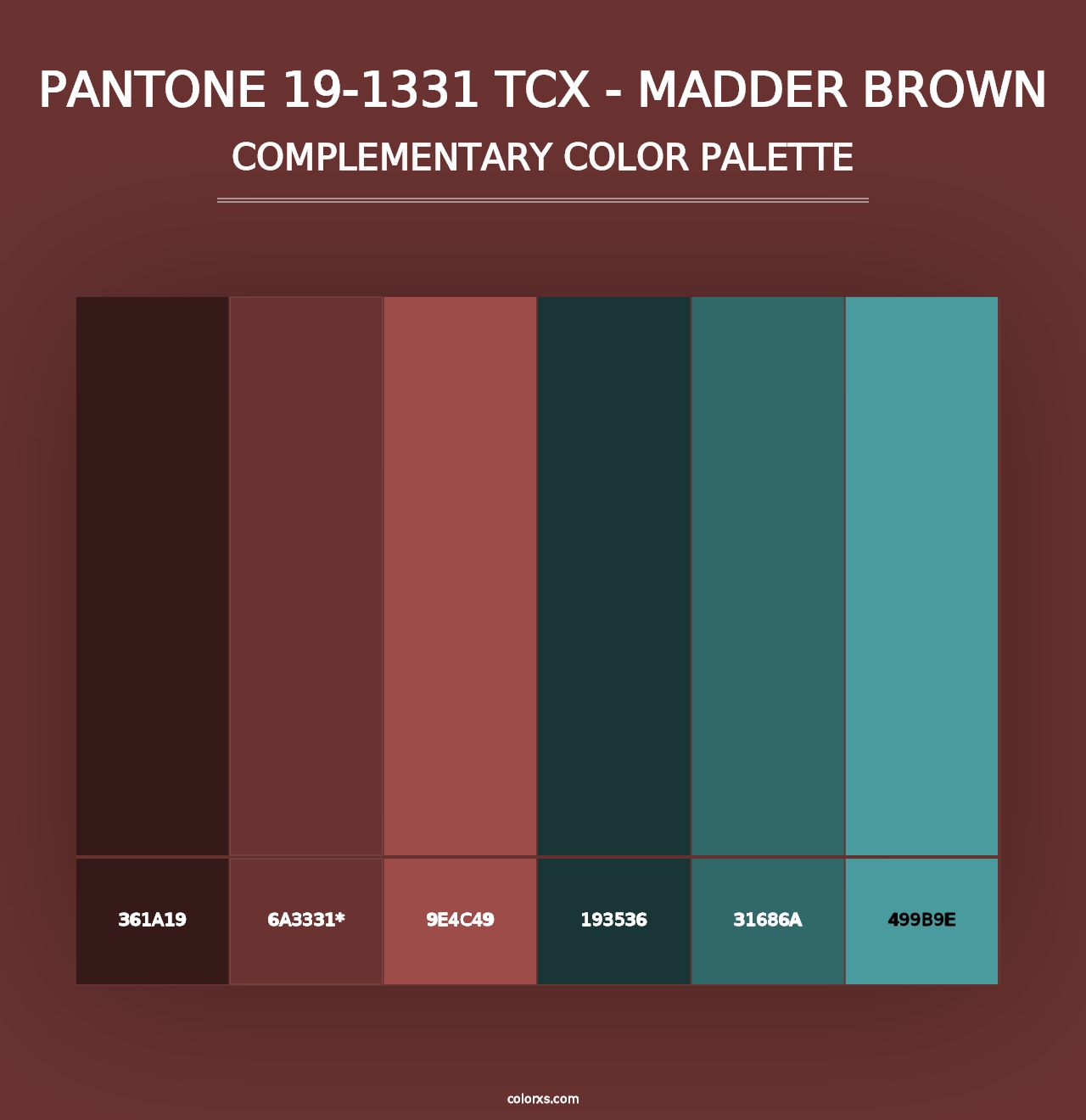 PANTONE 19-1331 TCX - Madder Brown - Complementary Color Palette