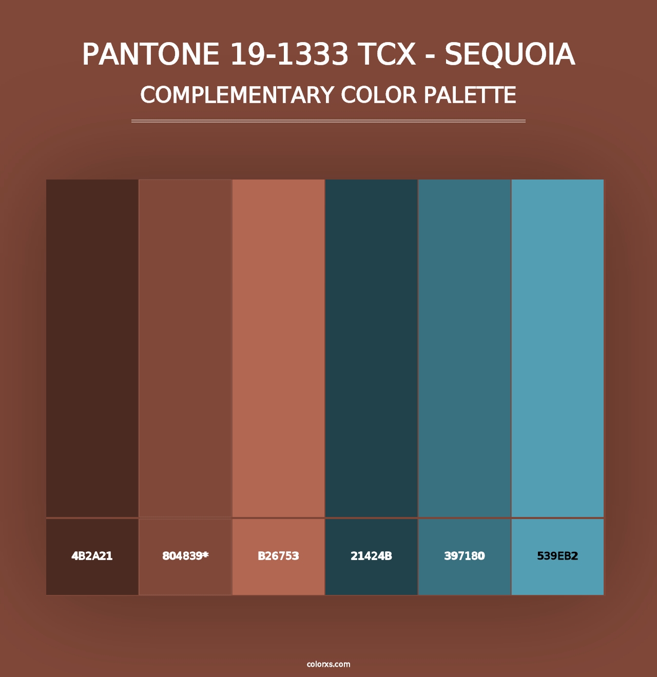 PANTONE 19-1333 TCX - Sequoia - Complementary Color Palette