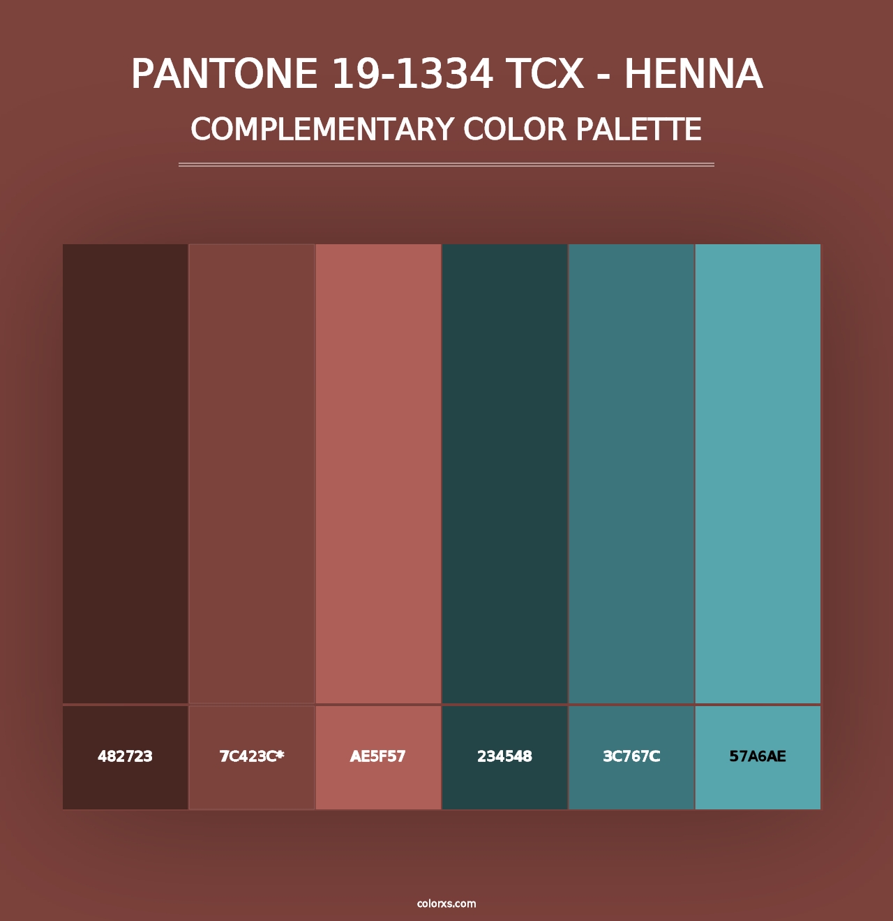 PANTONE 19-1334 TCX - Henna - Complementary Color Palette