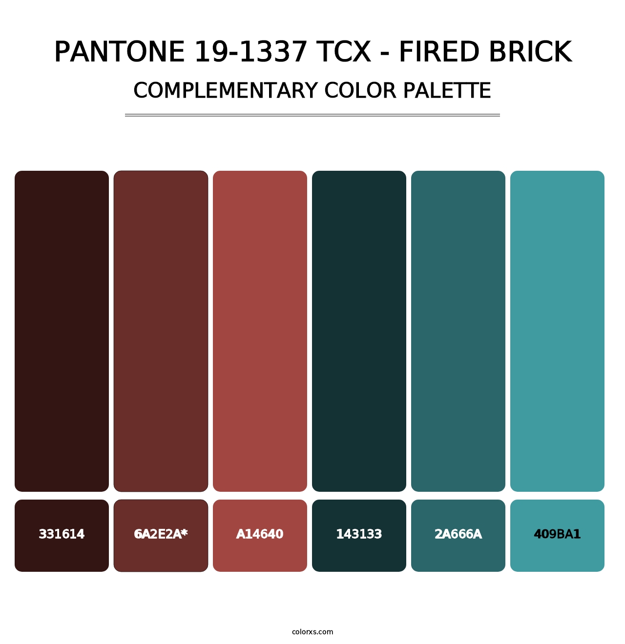 PANTONE 19-1337 TCX - Fired Brick - Complementary Color Palette