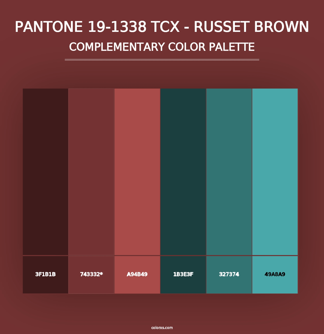 PANTONE 19-1338 TCX - Russet Brown - Complementary Color Palette