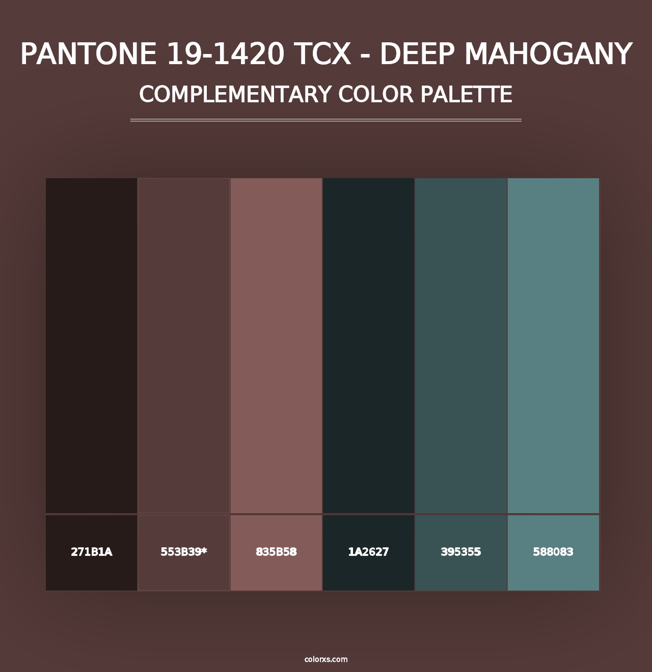 PANTONE 19-1420 TCX - Deep Mahogany - Complementary Color Palette