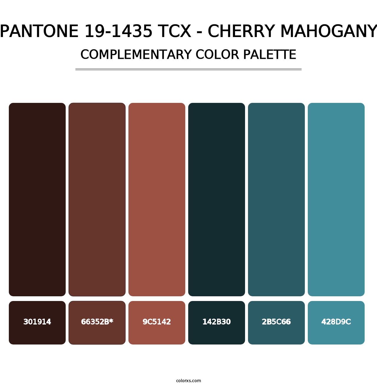 PANTONE 19-1435 TCX - Cherry Mahogany - Complementary Color Palette