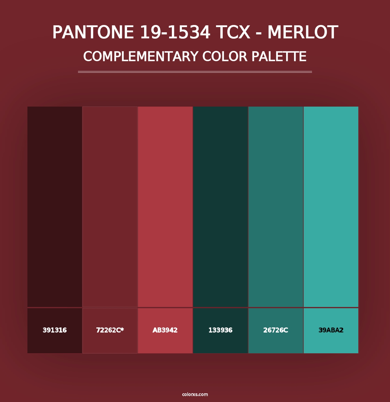 PANTONE 19-1534 TCX - Merlot - Complementary Color Palette