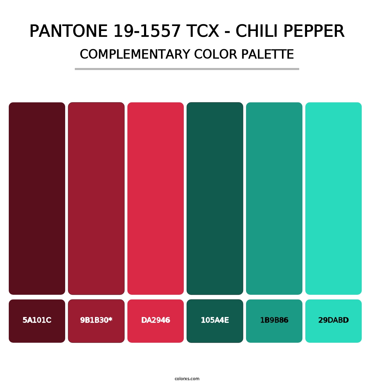 PANTONE 19-1557 TCX - Chili Pepper - Complementary Color Palette