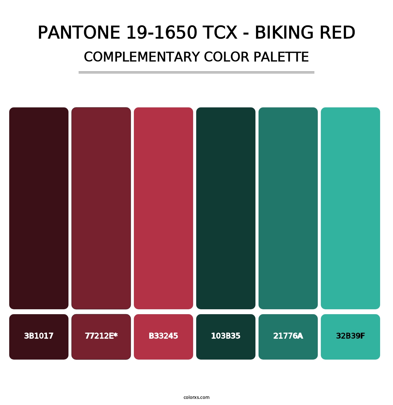 PANTONE 19-1650 TCX - Biking Red - Complementary Color Palette