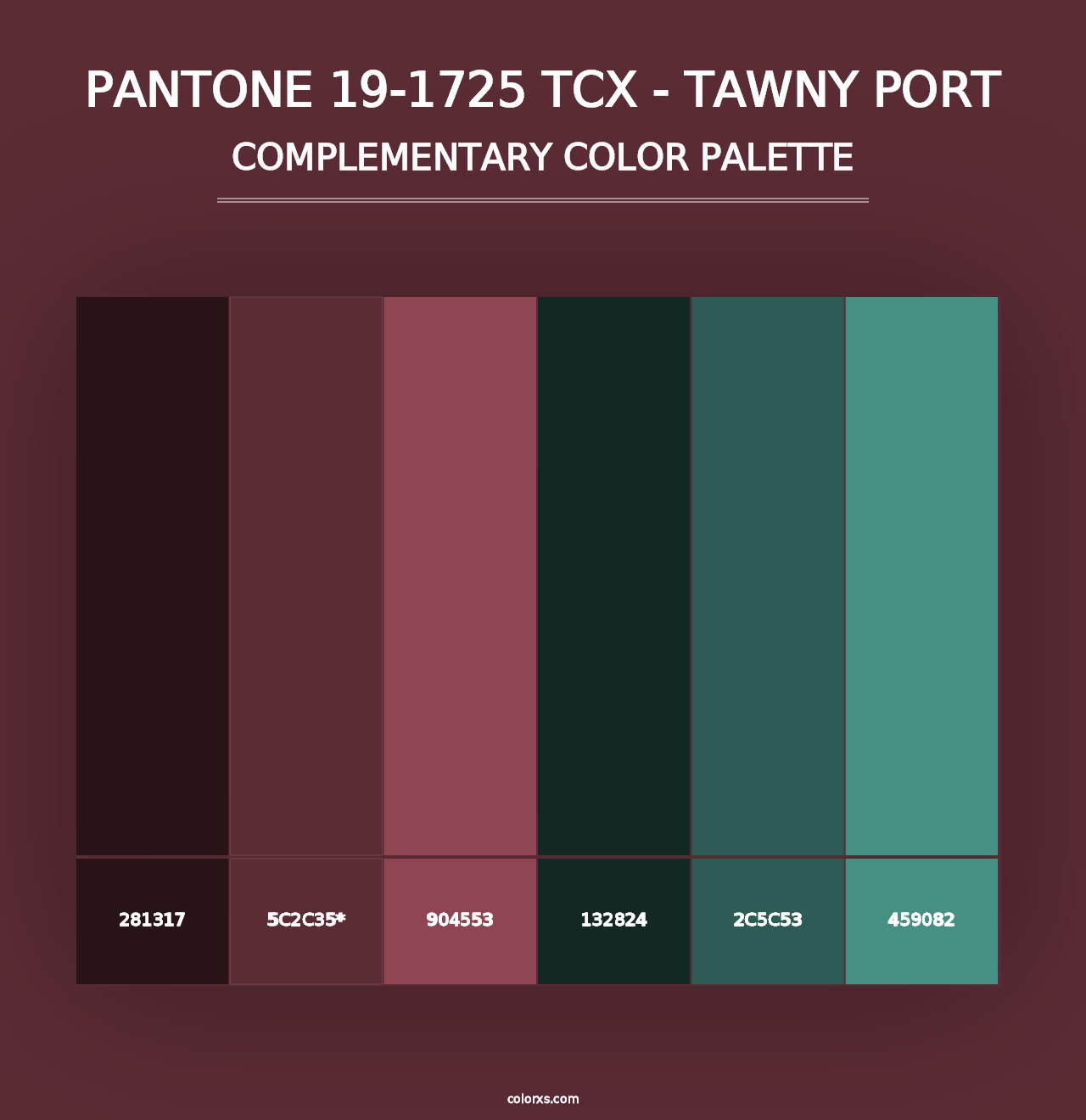 PANTONE 19-1725 TCX - Tawny Port - Complementary Color Palette