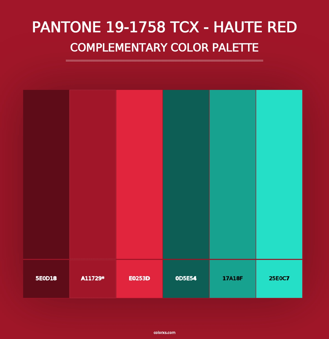 PANTONE 19-1758 TCX - Haute Red - Complementary Color Palette