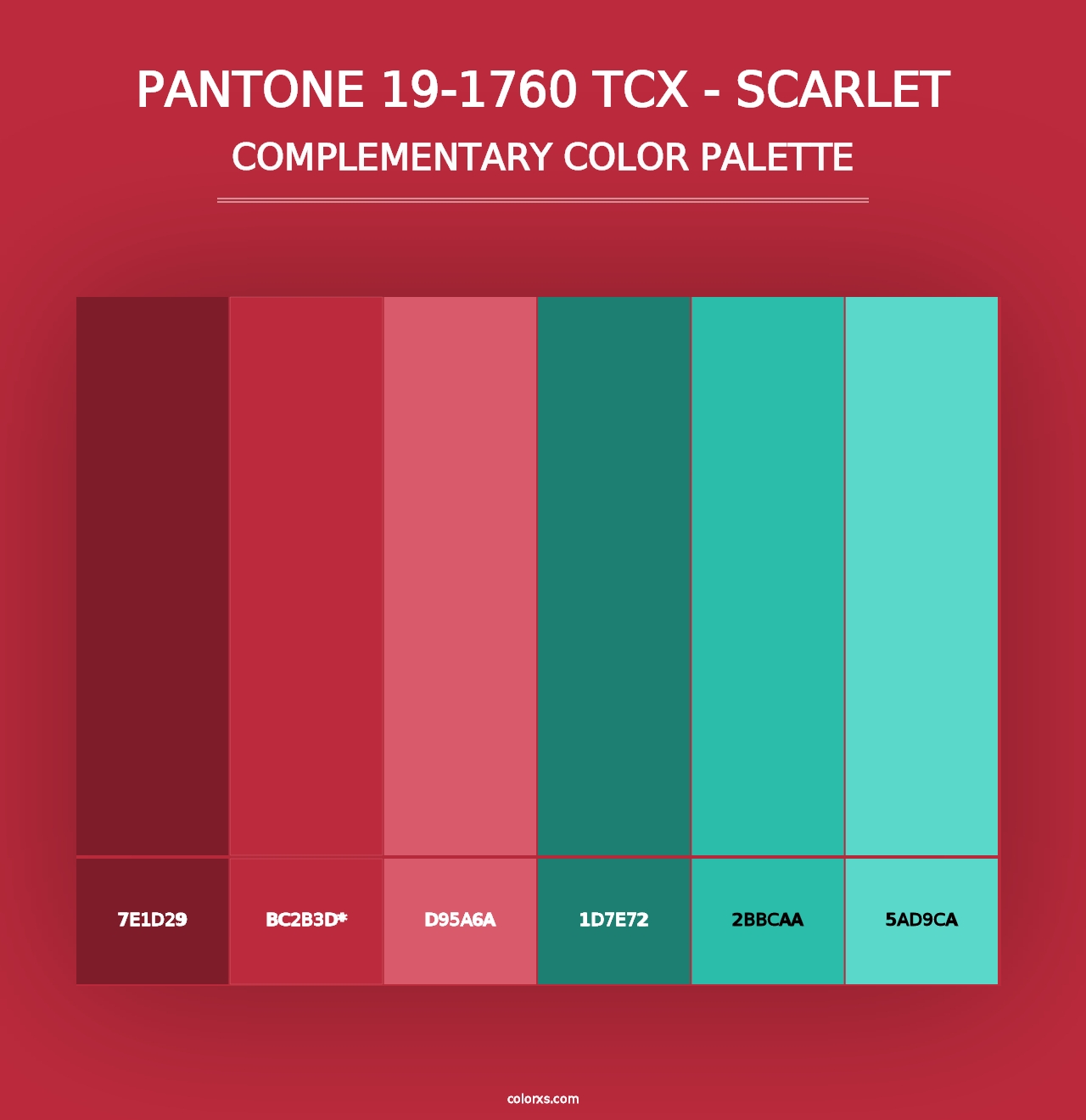 PANTONE 19-1760 TCX - Scarlet - Complementary Color Palette