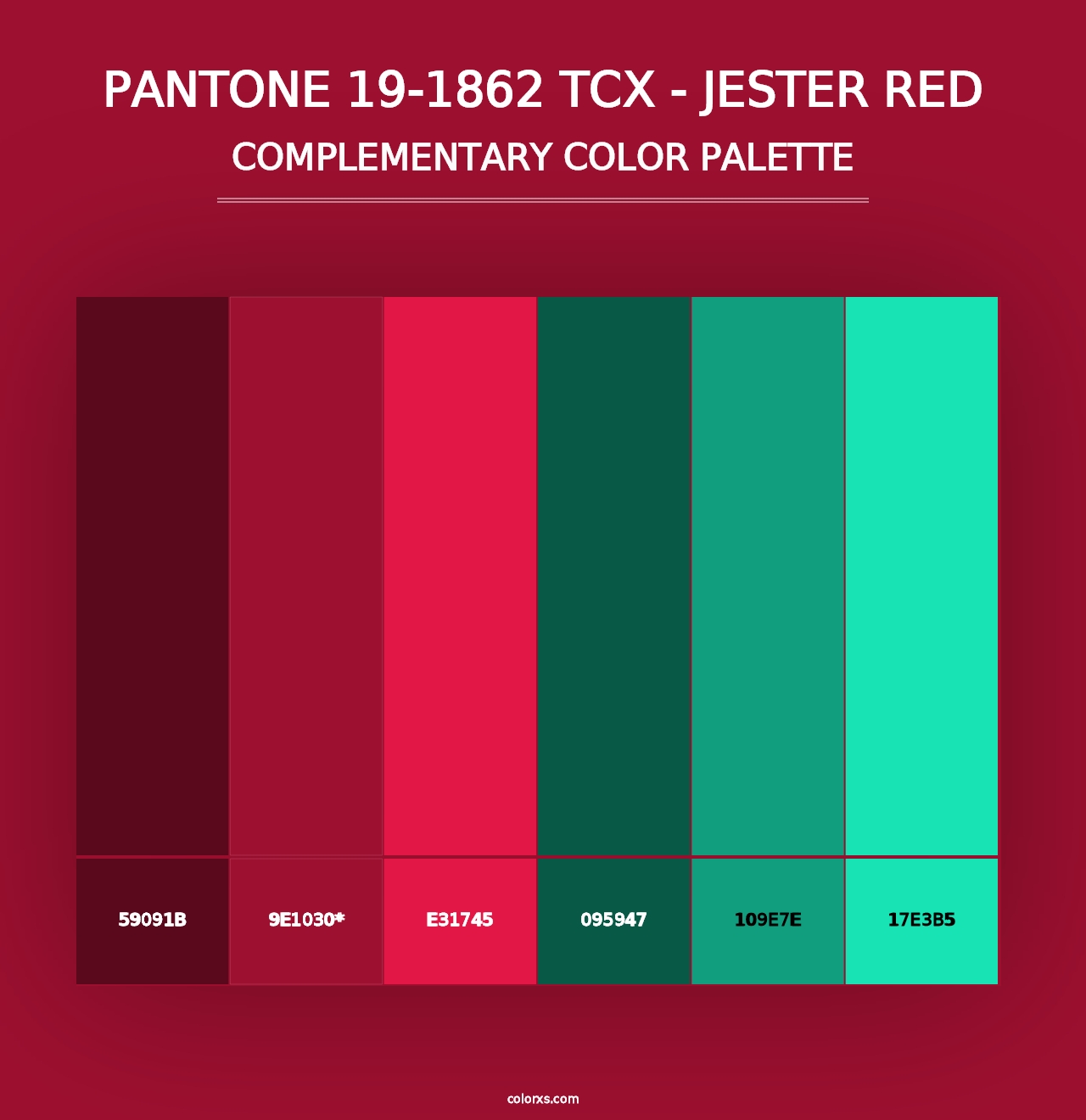 PANTONE 19-1862 TCX - Jester Red - Complementary Color Palette