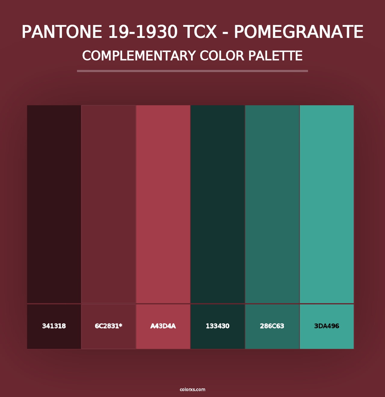 PANTONE 19-1930 TCX - Pomegranate - Complementary Color Palette