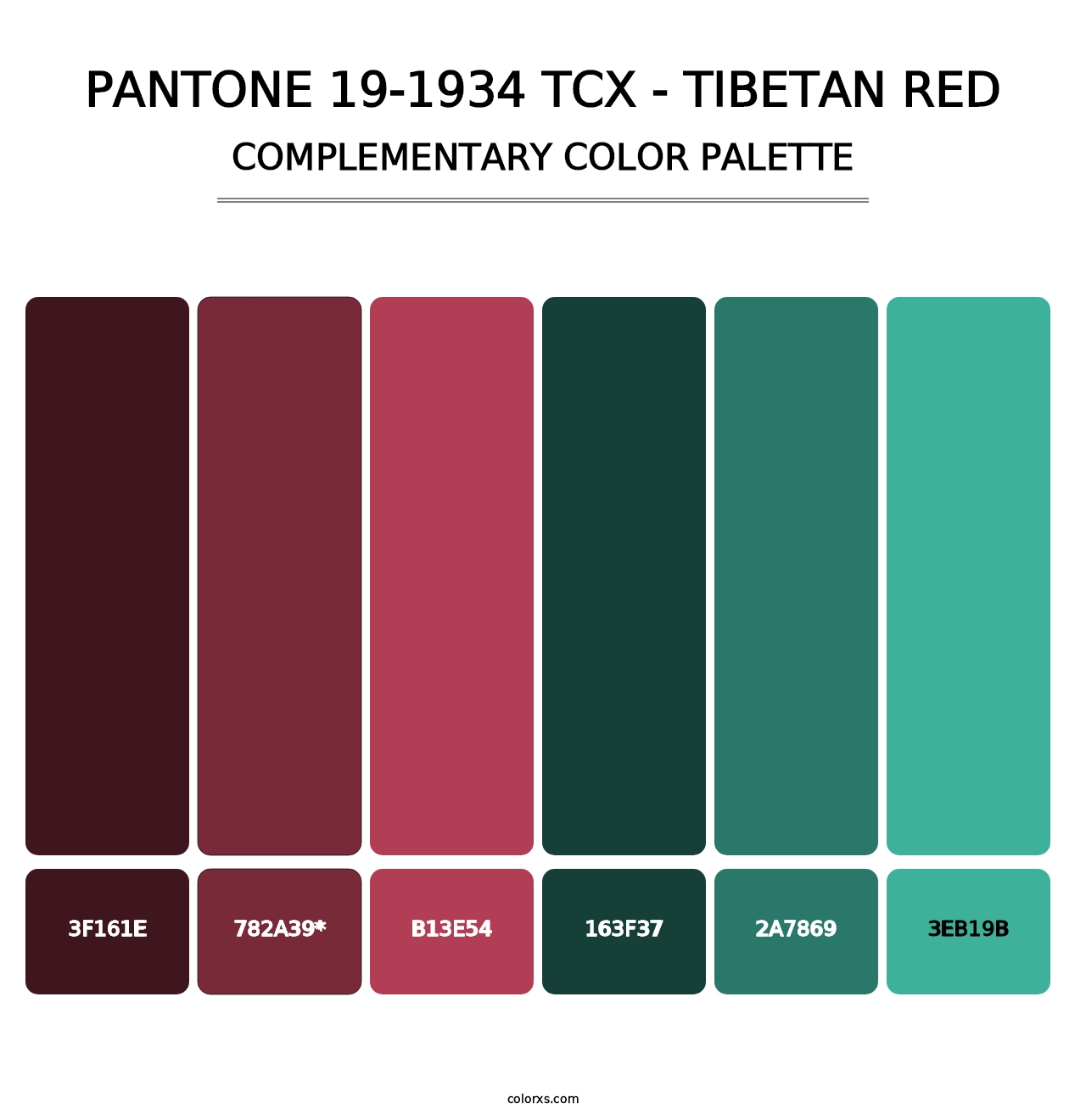 PANTONE 19-1934 TCX - Tibetan Red - Complementary Color Palette