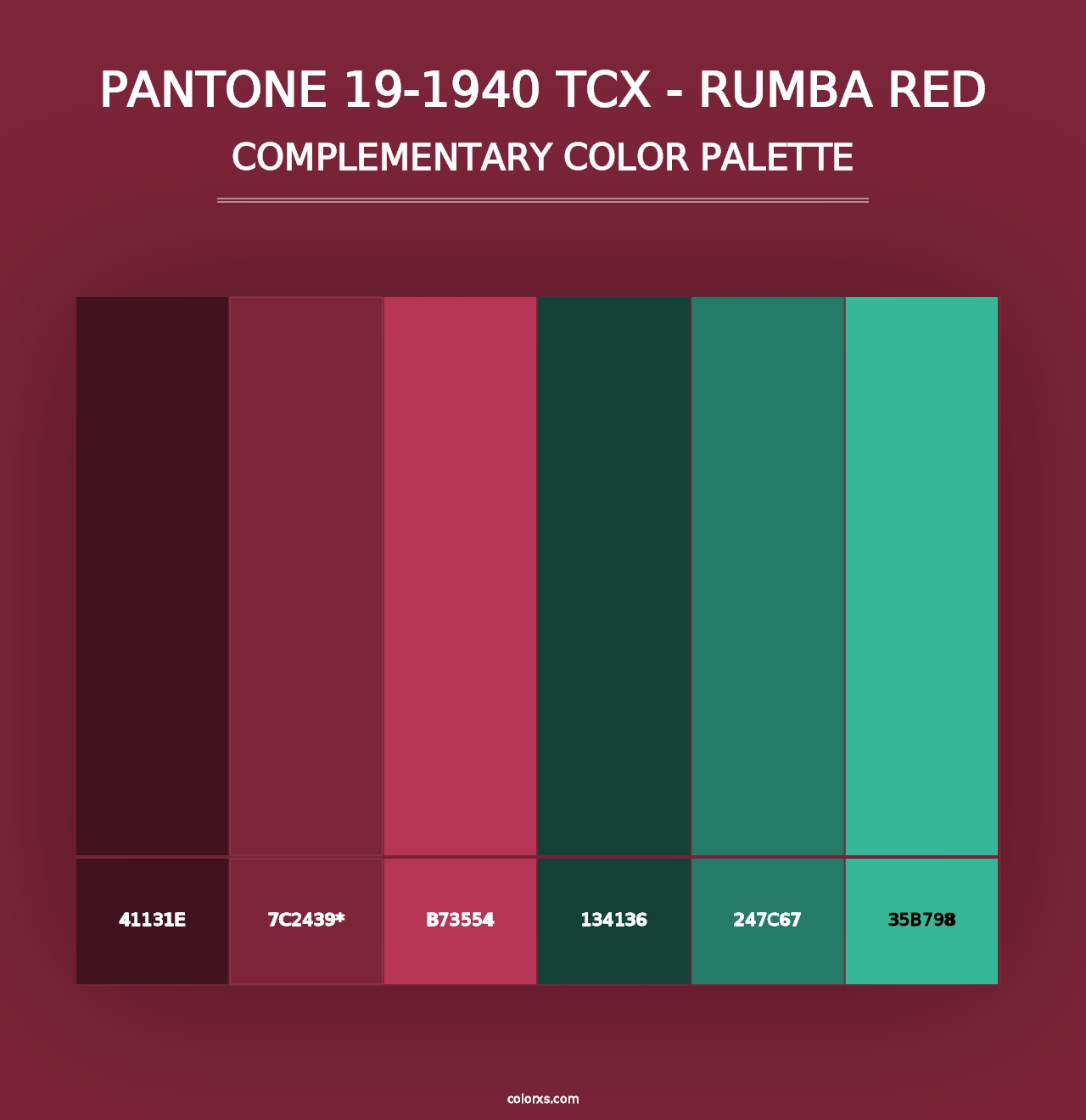 PANTONE 19-1940 TCX - Rumba Red - Complementary Color Palette