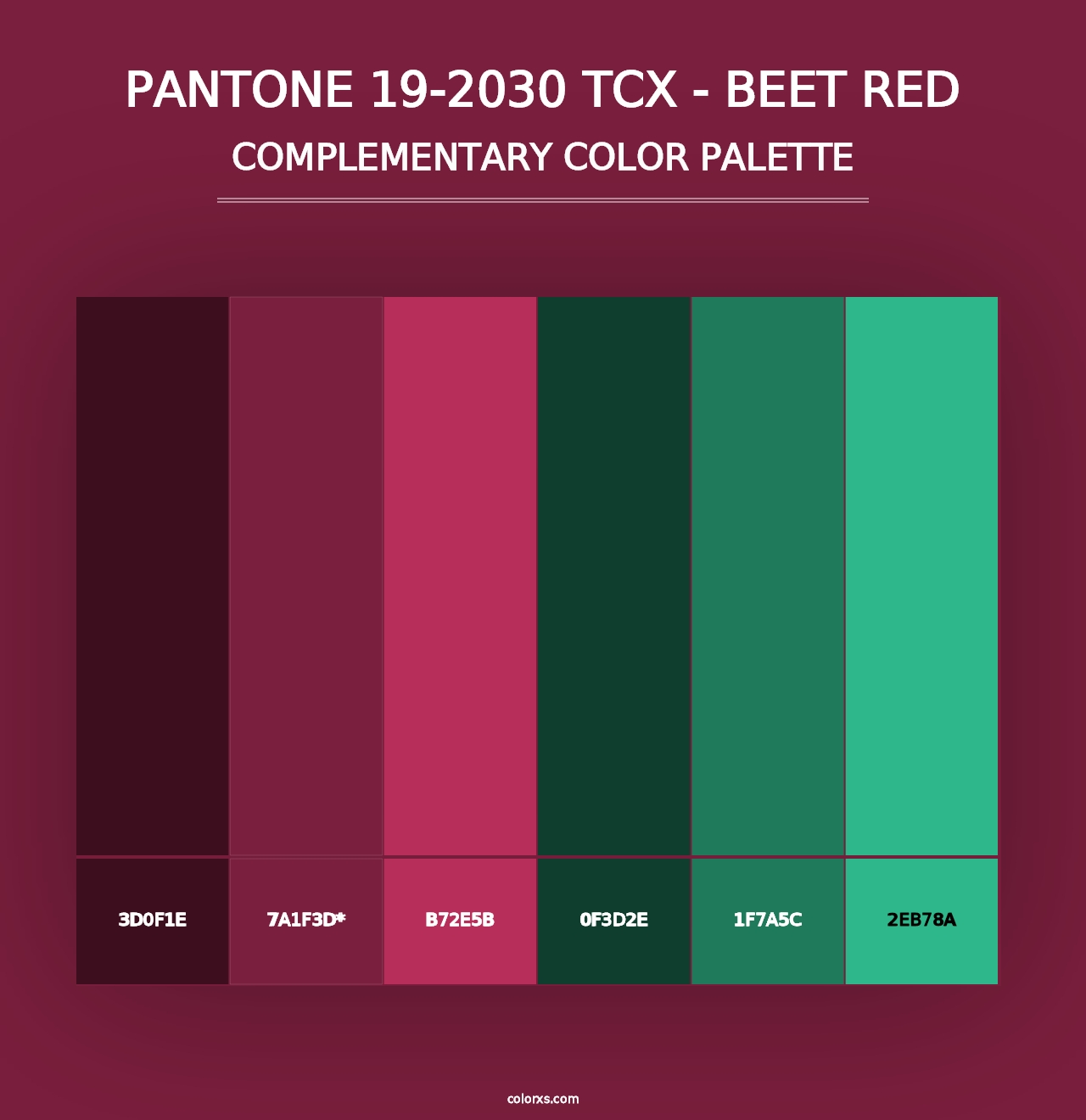 PANTONE 19-2030 TCX - Beet Red - Complementary Color Palette