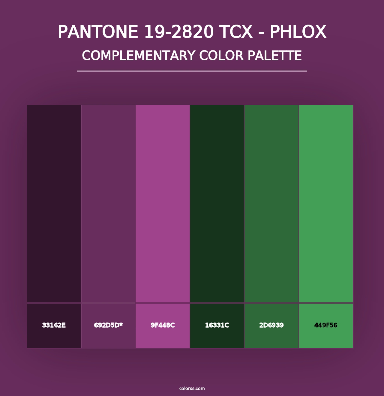 PANTONE 19-2820 TCX - Phlox - Complementary Color Palette