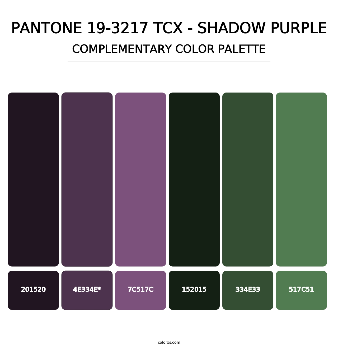 PANTONE 19-3217 TCX - Shadow Purple - Complementary Color Palette