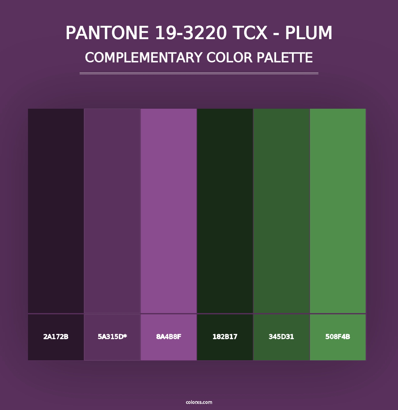 PANTONE 19-3220 TCX - Plum - Complementary Color Palette