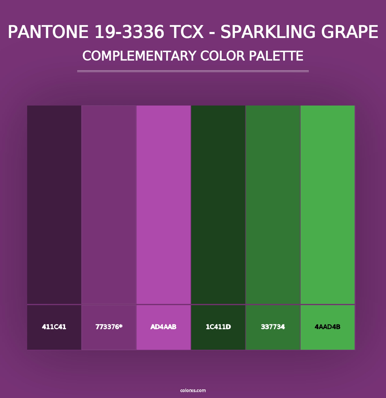 PANTONE 19-3336 TCX - Sparkling Grape - Complementary Color Palette