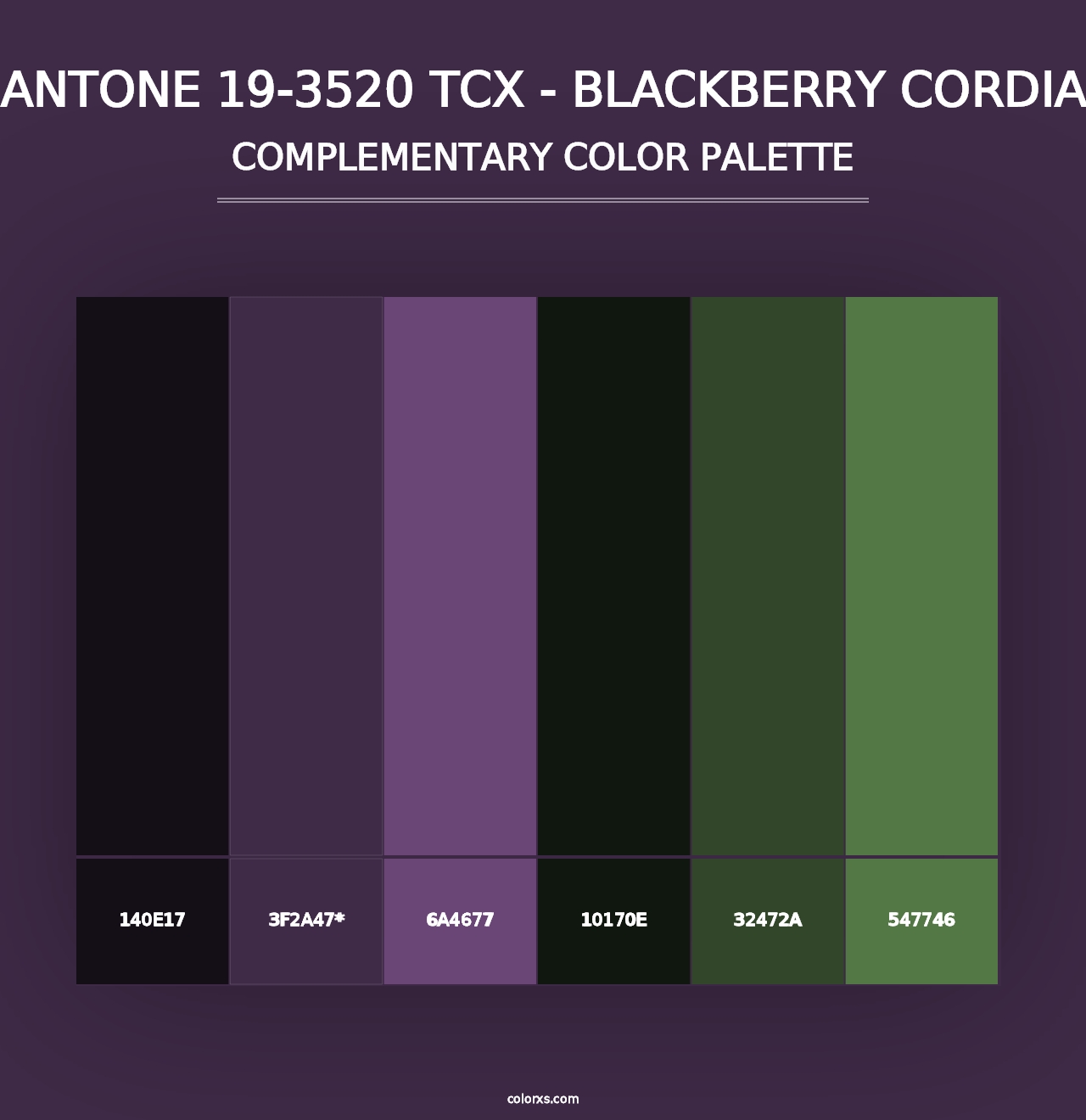 PANTONE 19-3520 TCX - Blackberry Cordial - Complementary Color Palette