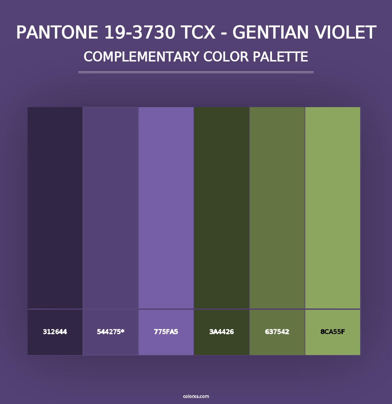 PANTONE 19-3730 TCX - Gentian Violet - Complementary Color Palette