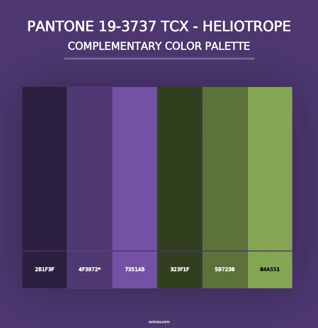 PANTONE 19-3737 TCX - Heliotrope - Complementary Color Palette