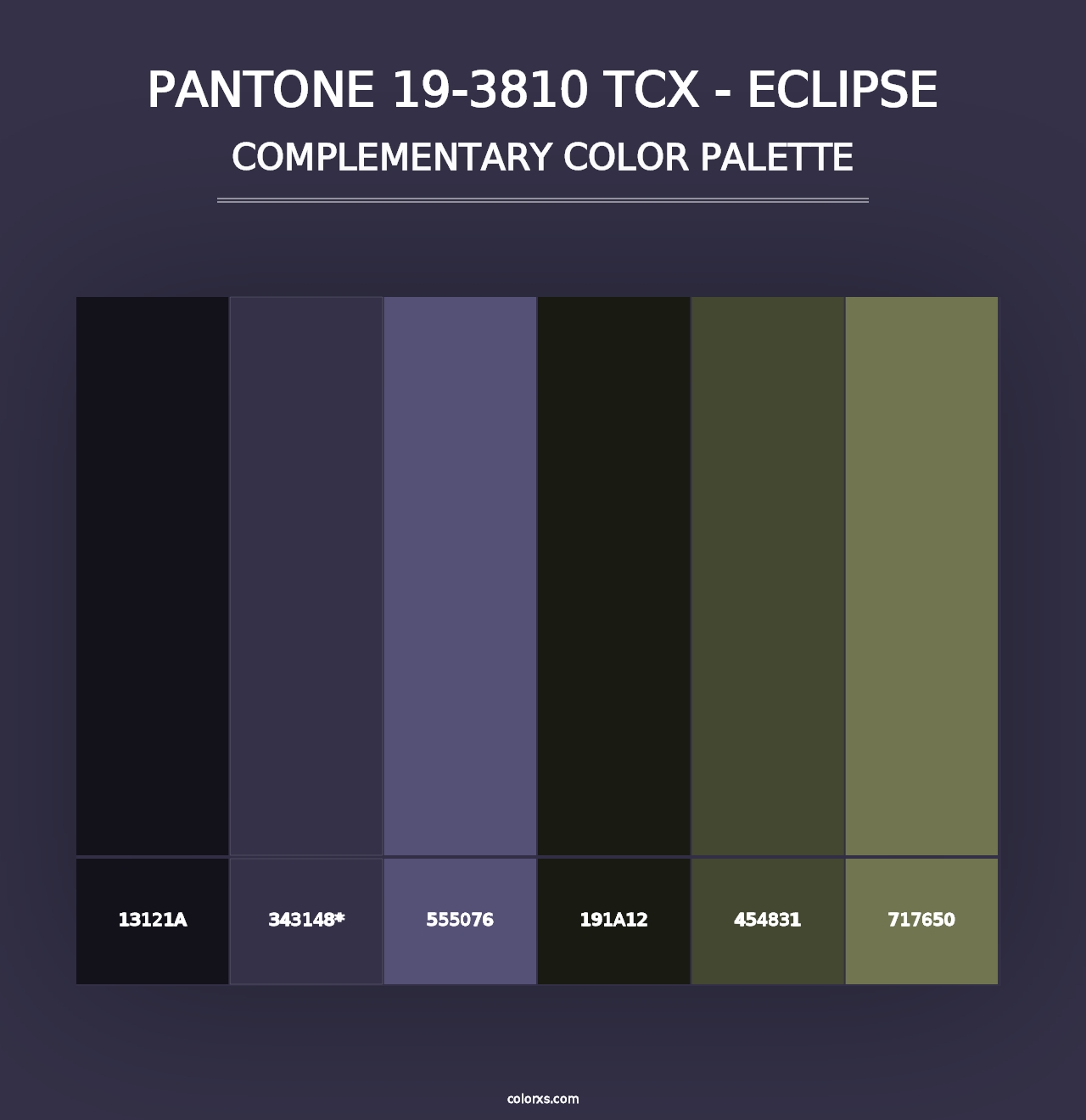 PANTONE 19-3810 TCX - Eclipse - Complementary Color Palette