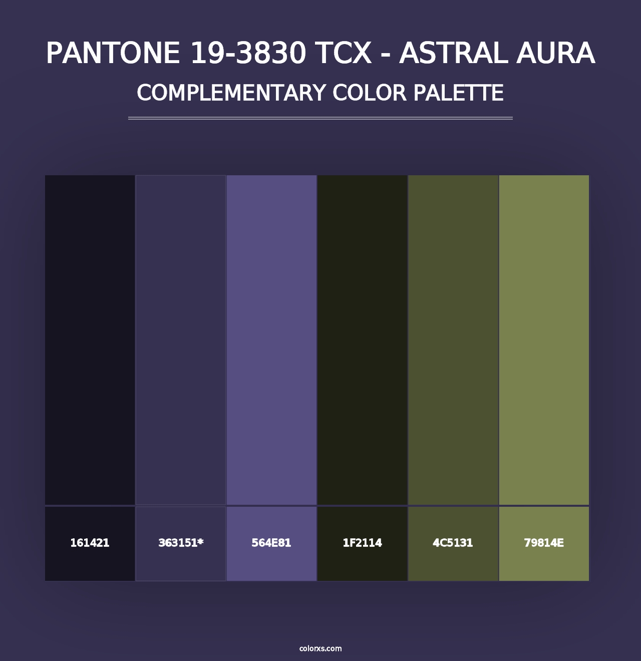 PANTONE 19-3830 TCX - Astral Aura - Complementary Color Palette