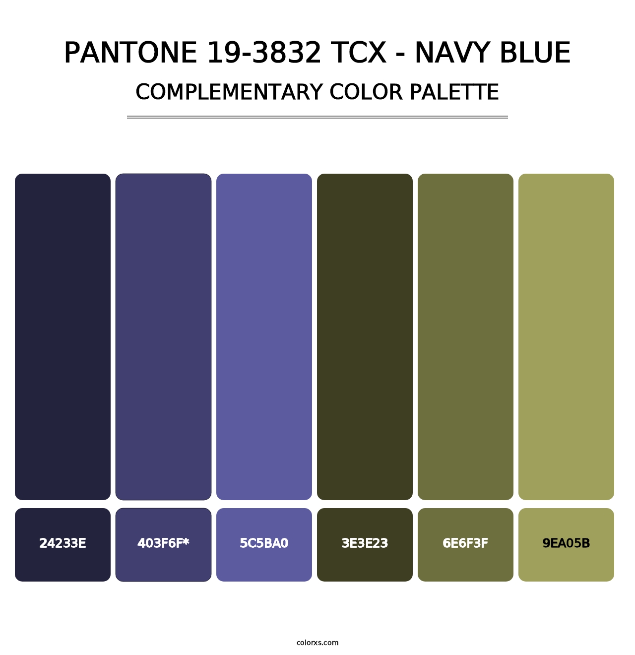 PANTONE 19-3832 TCX - Navy Blue - Complementary Color Palette